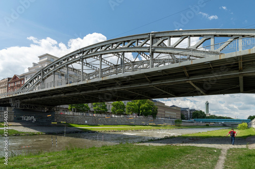 Milos Sykora bridge over Ostravice river, Ostrava in summer, Czech republic © Jiri Dolezal