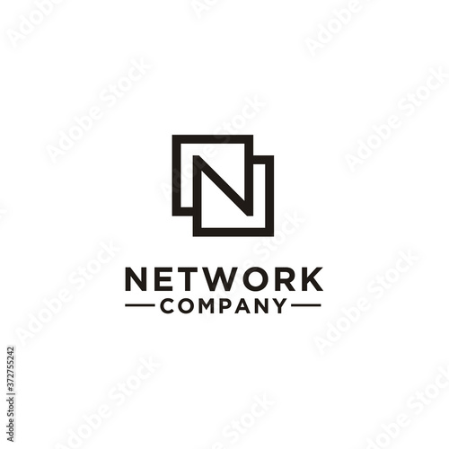 Free Download Initial Letter N with connecting Line Square logo design for network company - GFXLoad