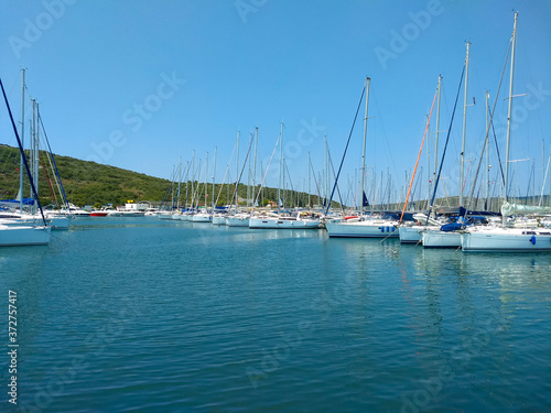 View of yachts in the marina in Seferihisar  Izmir   Turkey