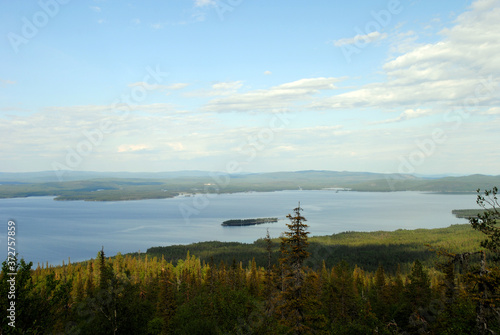 Landscape of island in Tolvand lake in Russia