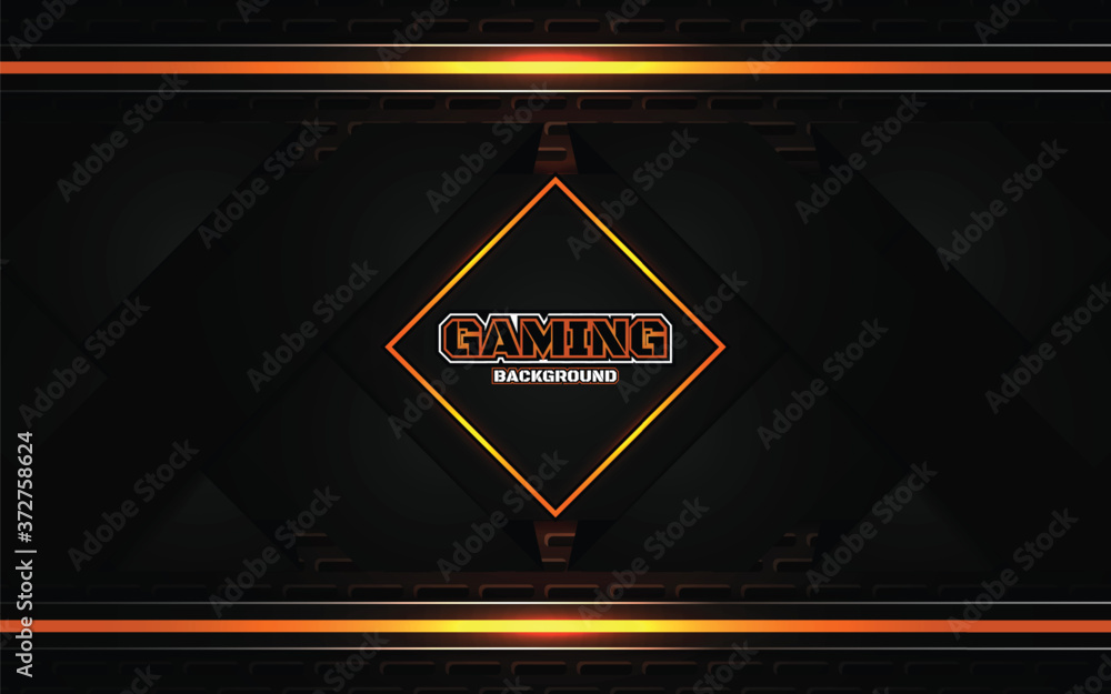 Abstract futuristic black and orange gaming background with glossy metal  esport shapes. Vector design template technology concept can use element  game banner, sport poster, wallpaper, web streaming Stock Vector | Adobe  Stock