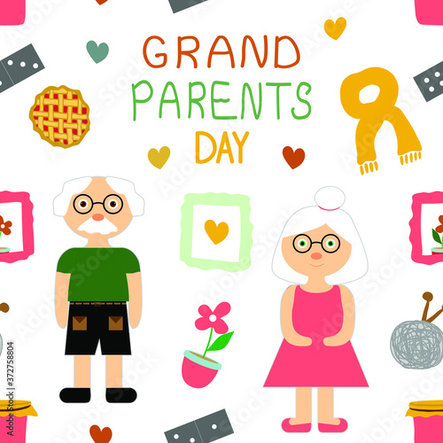 Grandparents day seamless vector pattern