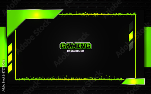 Abstract futuristic black and green gaming background with glossy metal esport shapes. Vector design template technology concept can use element game banner, sport poster, wallpaper, web streaming