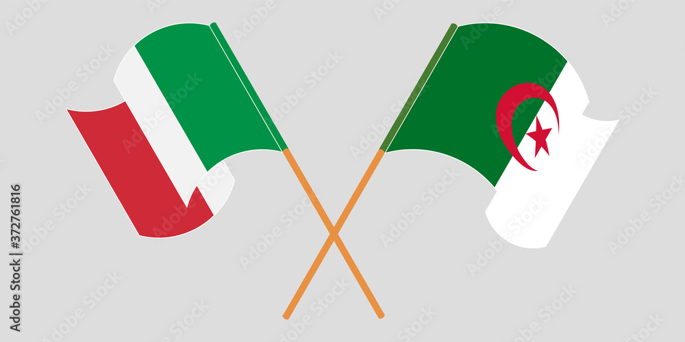 Crossed flags of Algeria and Italy Crossed flags of Algeria and Italy
