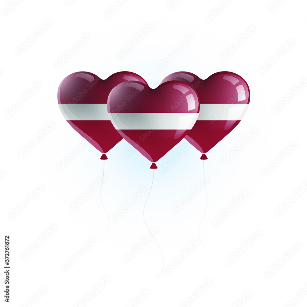Heart shaped balloons with colors and flag of LATVIA vector illustration design. Isolated object.