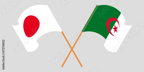 Crossed flags of Algeria and Japan