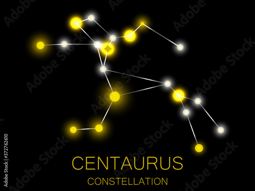 Centaurus constellation. Bright yellow stars in the night sky. A cluster of stars in deep space, the universe. Vector illustration