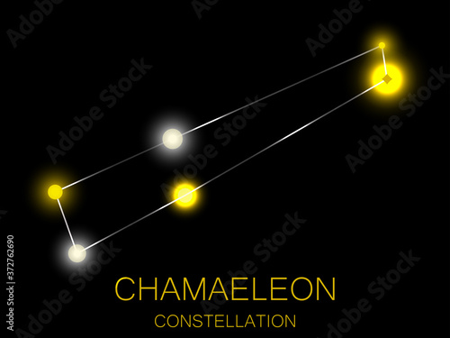 Chamaeleon constellation. Bright yellow stars in the night sky. A cluster of stars in deep space, the universe. Vector illustration