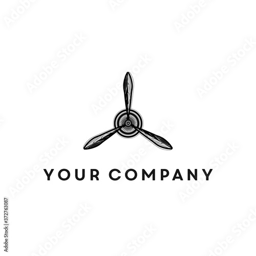 simple, clean propeller airplane logo design. vector icon illustration inspiration. vintage, old and modern style logos