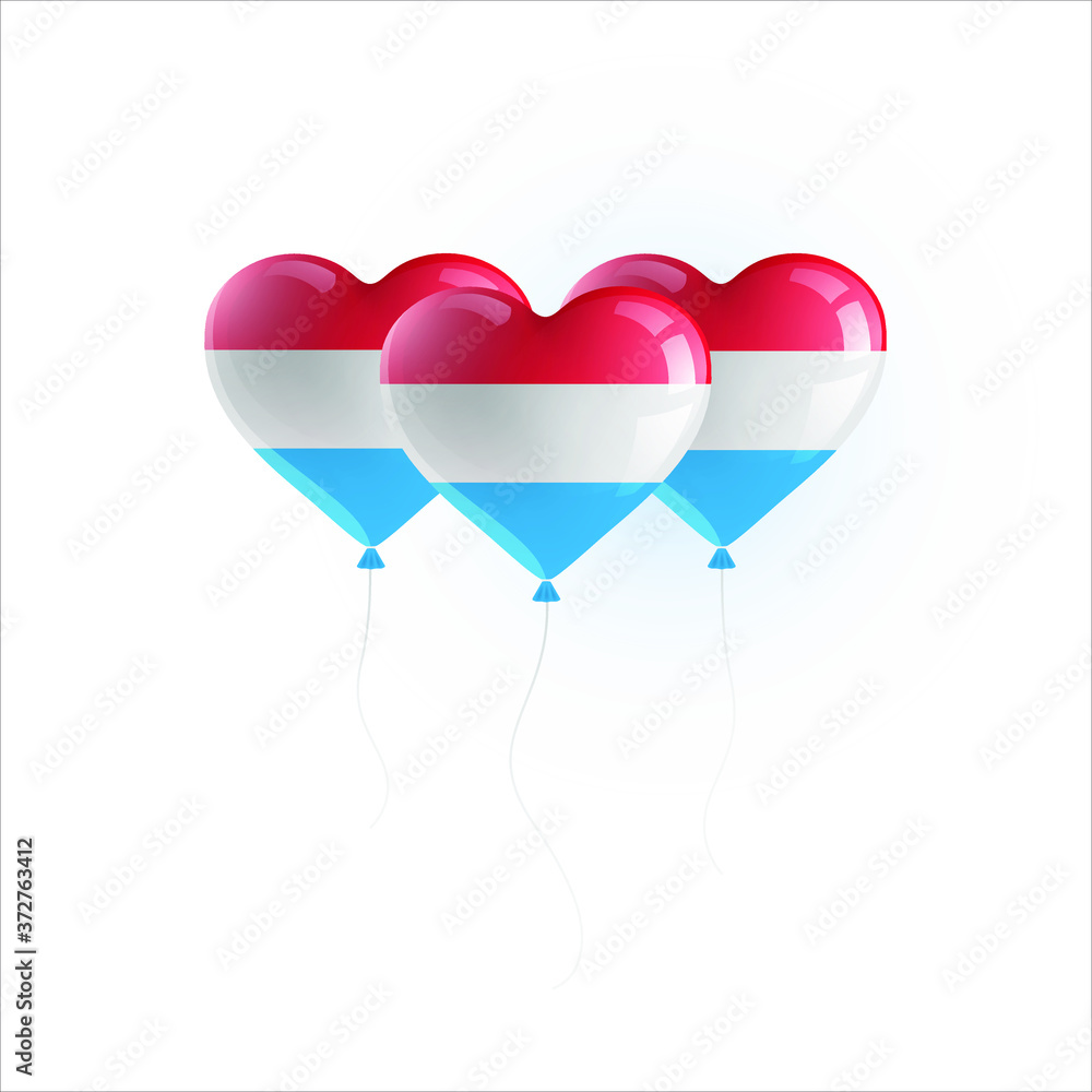 Heart shaped balloons with colors and flag of LUXEMBOURG vector illustration design. Isolated object.
