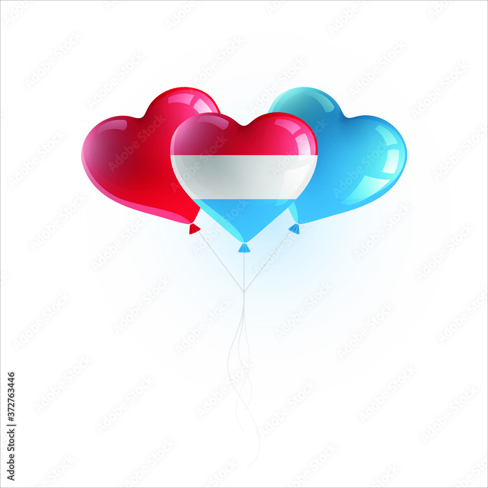 Heart shaped balloons with colors and flag of LUXEMBOURG vector illustration design. Isolated object.