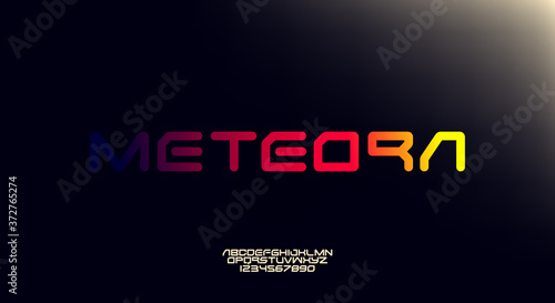 Meteora, a bold modern sporty typography alphabet font. vector illustration design