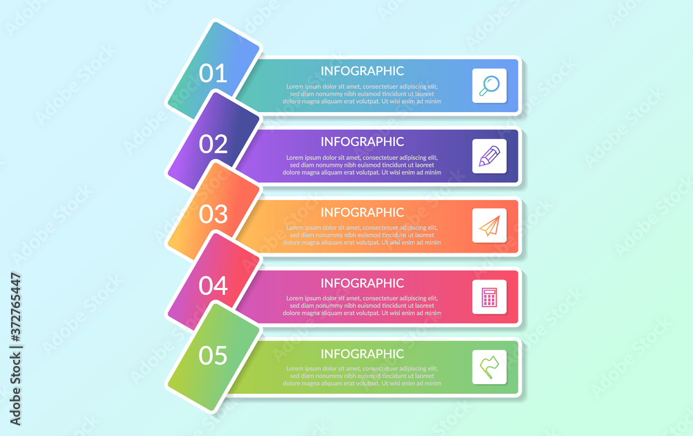 Fototapeta premium Abstract infographic number option template. Vector illustration. Can be used for workflow layouts, diagrams, business step options, banners, web design, 5 steps