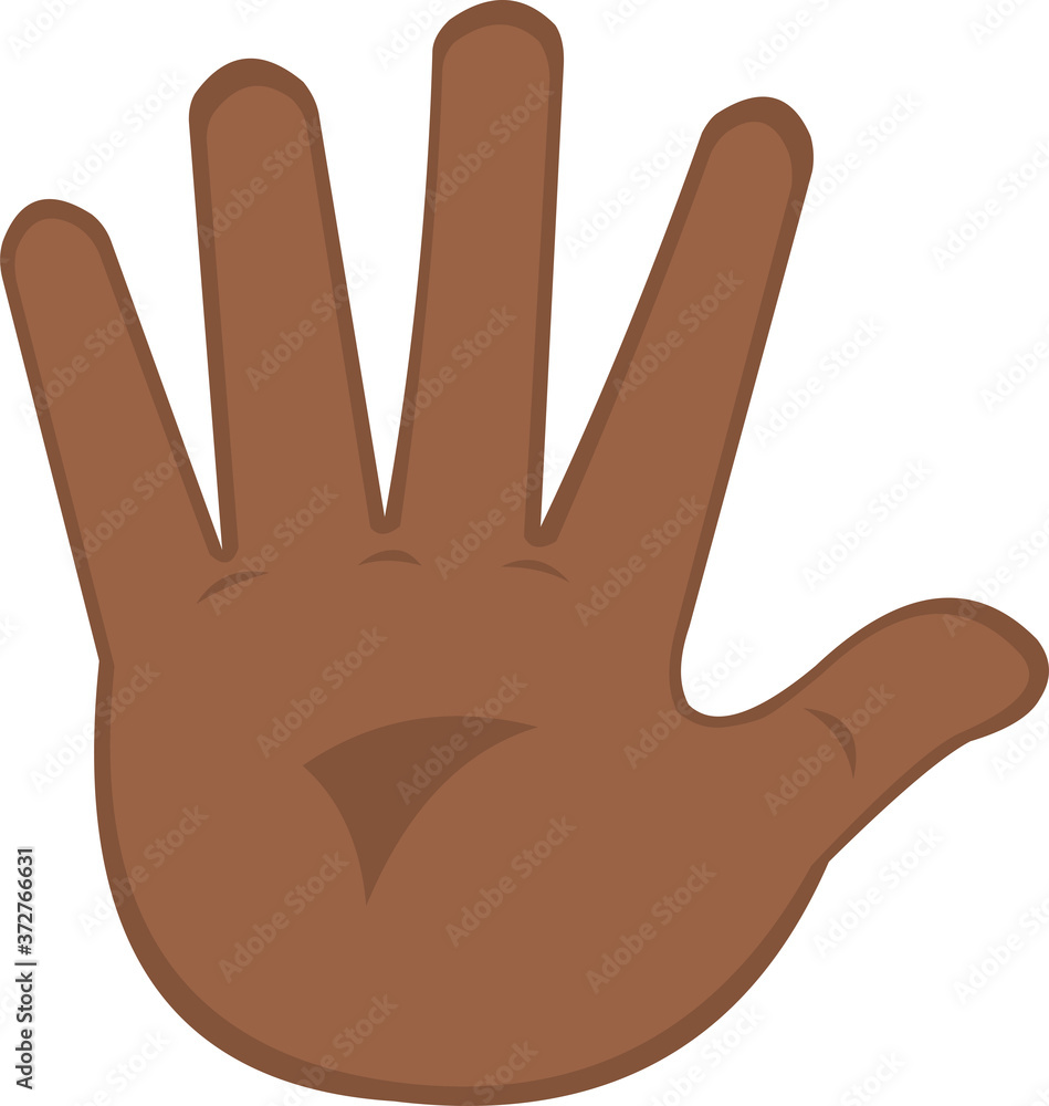 Vector emoticon illustration of a brown hand waving Vector emoticon illustration of a brown hand waving