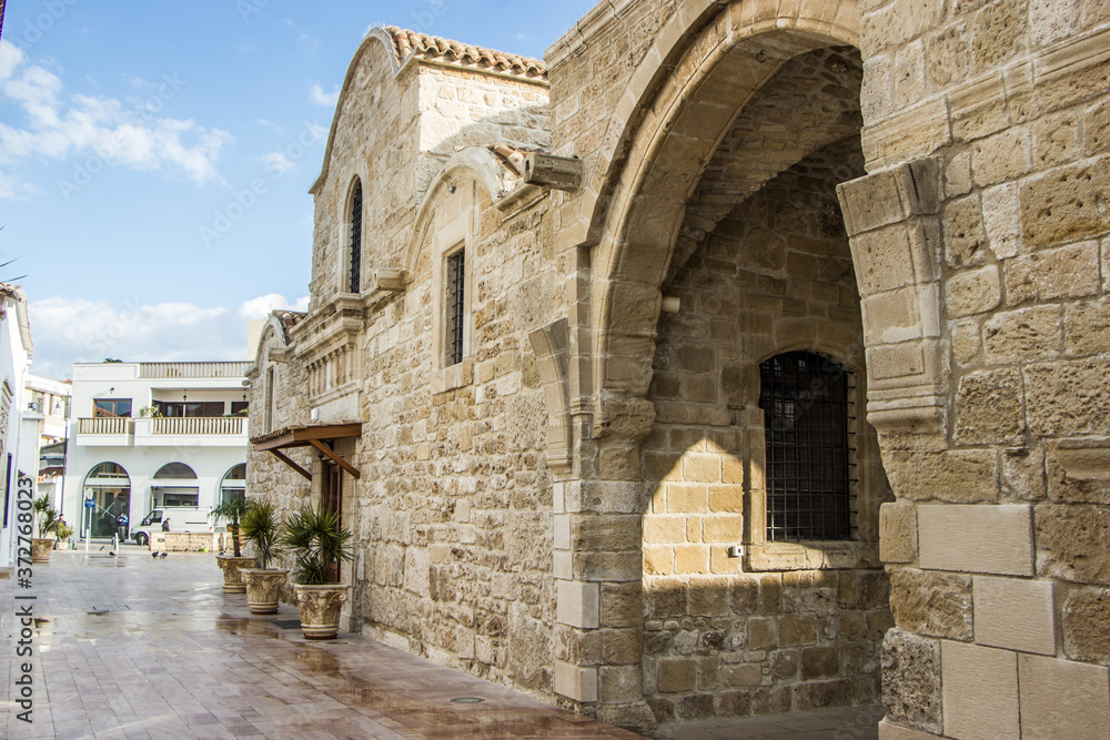 ancient stone church in the center of Larnaca, Cyprus