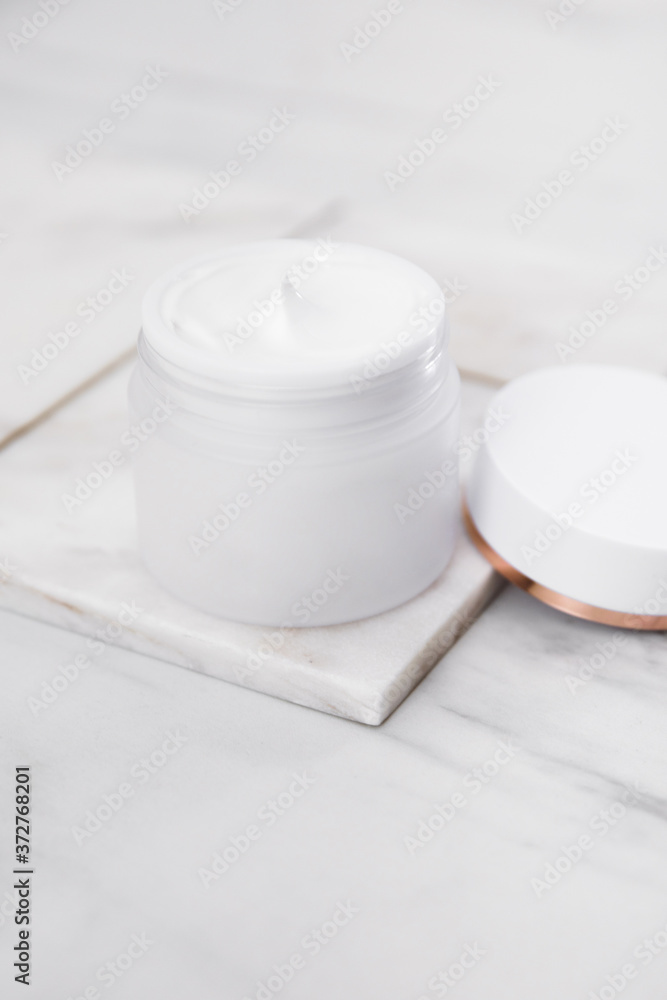 Beauty Cosmetic Cream Jars On Marble Beauty Cosmetic Cream Jars On Marble