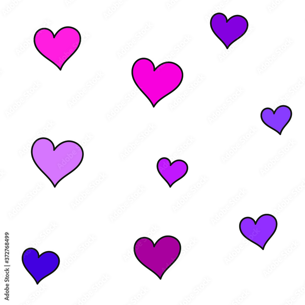 Pattern with pink hearts on a white background