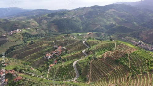 Aerial view of the Douro valley  - port wine vineyards - Portugal
