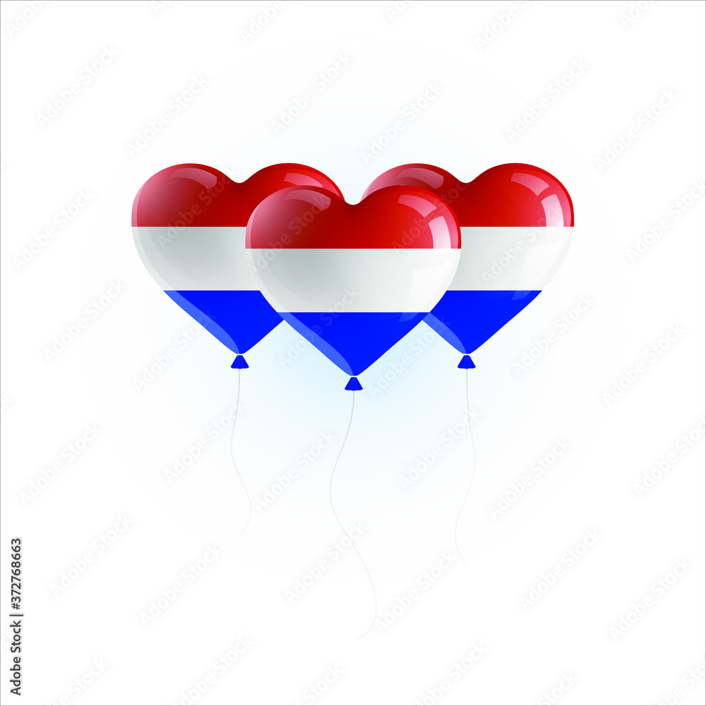 Heart shaped balloons with colors and flag of NETHERLANDS vector illustration design. Isolated object.