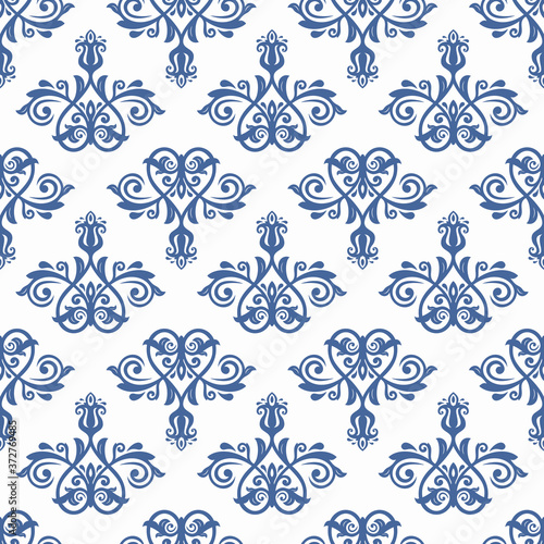 Classic seamless vector pattern. Damask orient blue ornament. Classic vintage background. Orient ornament for fabric, wallpaper and packaging