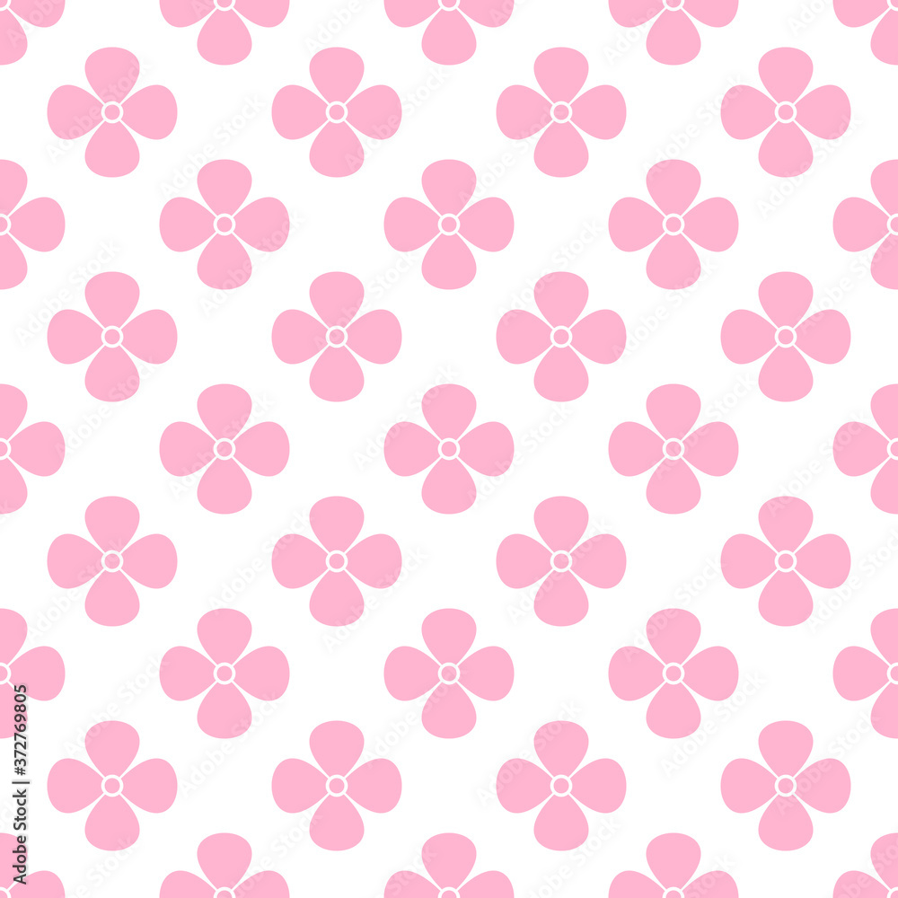 Seamless pattern of pink flowers