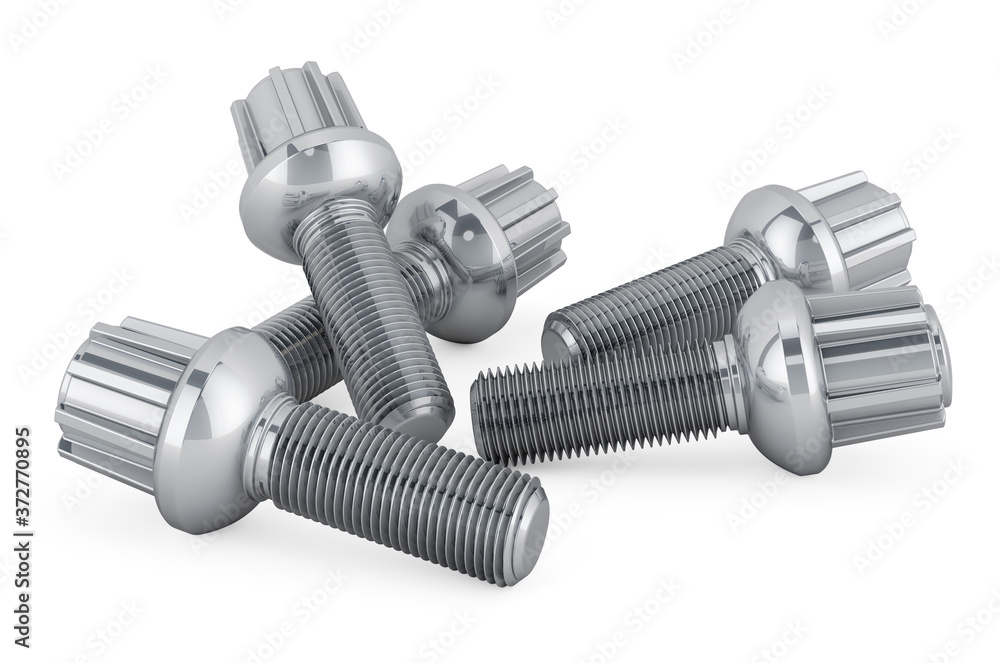 Anti-theft bolts, lug lock bolts. 3D rendering Anti-theft bolts, lug lock bolts. 3D rendering