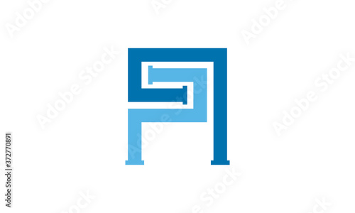 Abstract vector of two blue pipes forming shapes to make a maze isolated against a white background. Illustration is great for branding, business logos, plumbing, plumbers, sewerage and templates.
