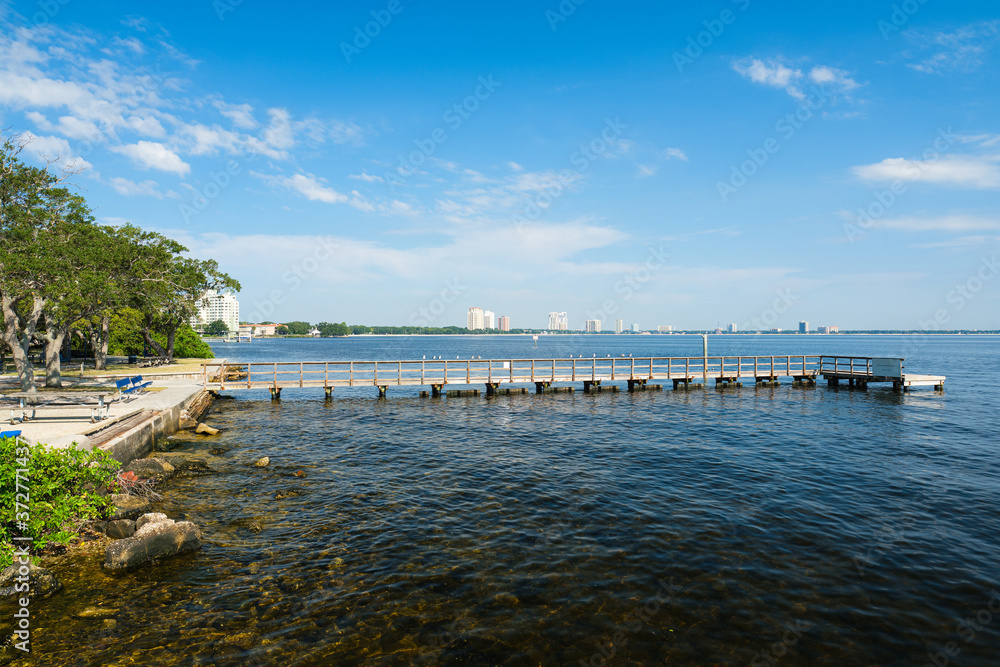 Tampa, Florida park and boat ramp overlooking Hillsborough Bay