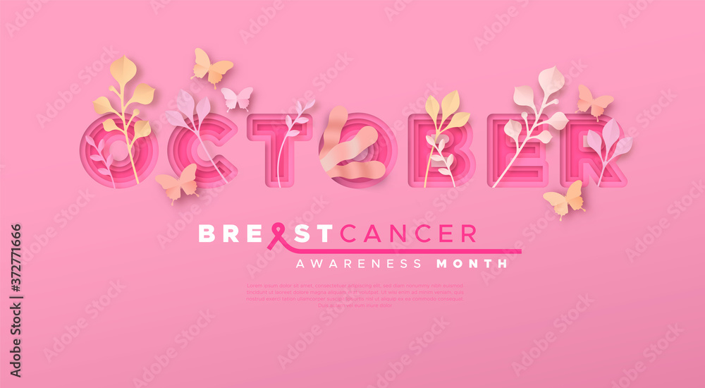 Breast Cancer october month banner nature papercut Breast Cancer october month banner nature papercut