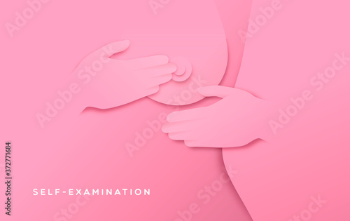 Breast cancer prevention paper cut self exam woman