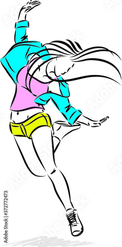 woman dancer hiphop vector illustration