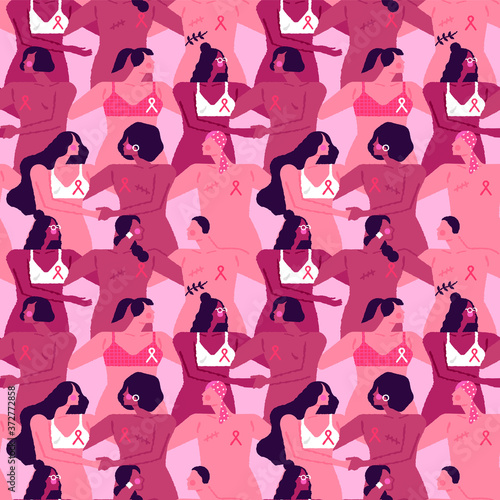 Breast cancer awareness diverse women background