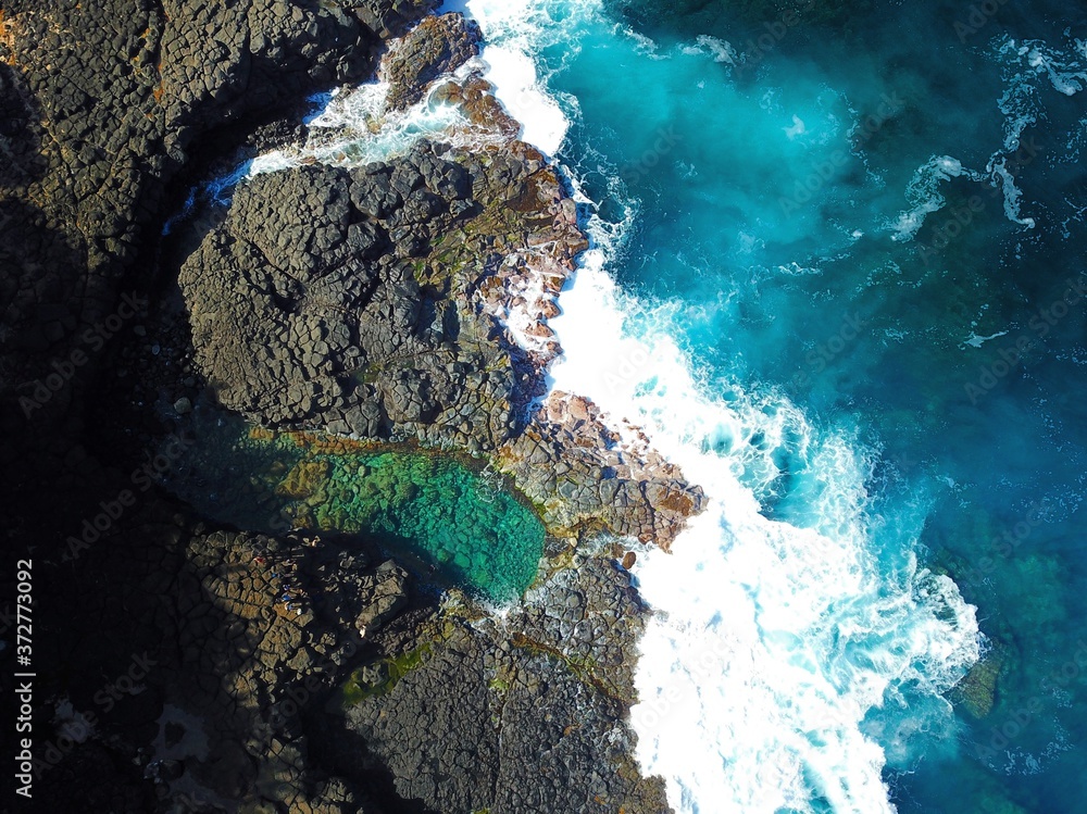 aerial view of a Hawaiian Island coastline