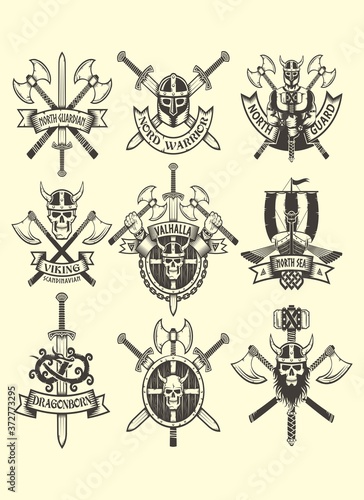 vector set of vintage nautical elements logo