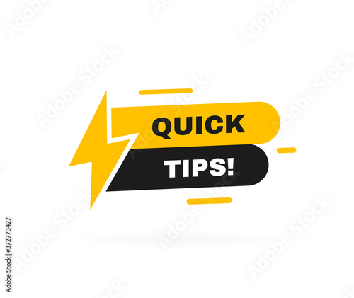 Quick tips badge with lightning bolt. Banner template design for business, marketing and advertising. Modern vector illustration