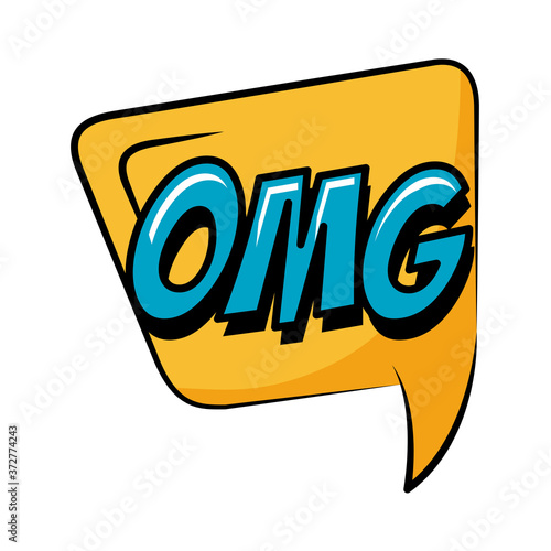 speech bubble with expresion omg word pop art flat style