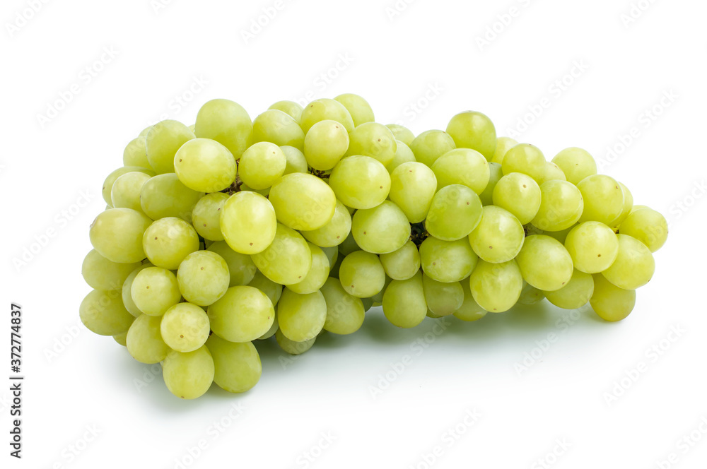 Bunch of fresh green grape fruit isolate on white background, clipping path included. Bunch of fresh green grape fruit isolate on white background, clipping path included.
