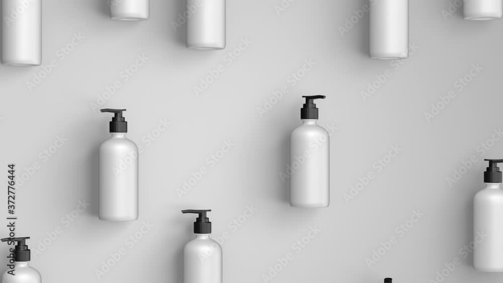 Alcohol gel to eliminate bacteria and viruses. Dispensers for soap, sanitiser gel, cream, shampoo or other cosmetics. Animation loop.