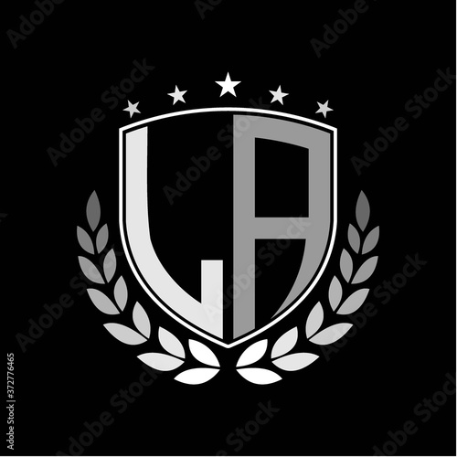 Initials inspiration letter L A logo shield badge illustration