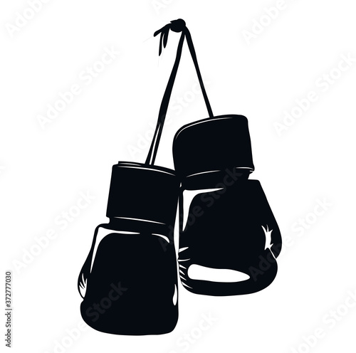 Vector stock illustration of an athlete's gloves. The concept of a Boxing workout. Aggressive sport of gentlemen. Isolated on a white background.