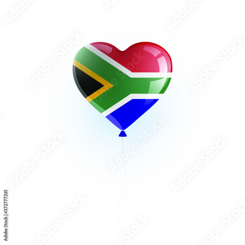 Heart shaped balloon with colors and flag of SOUTH AFRICA vector illustration design. Isolated object.