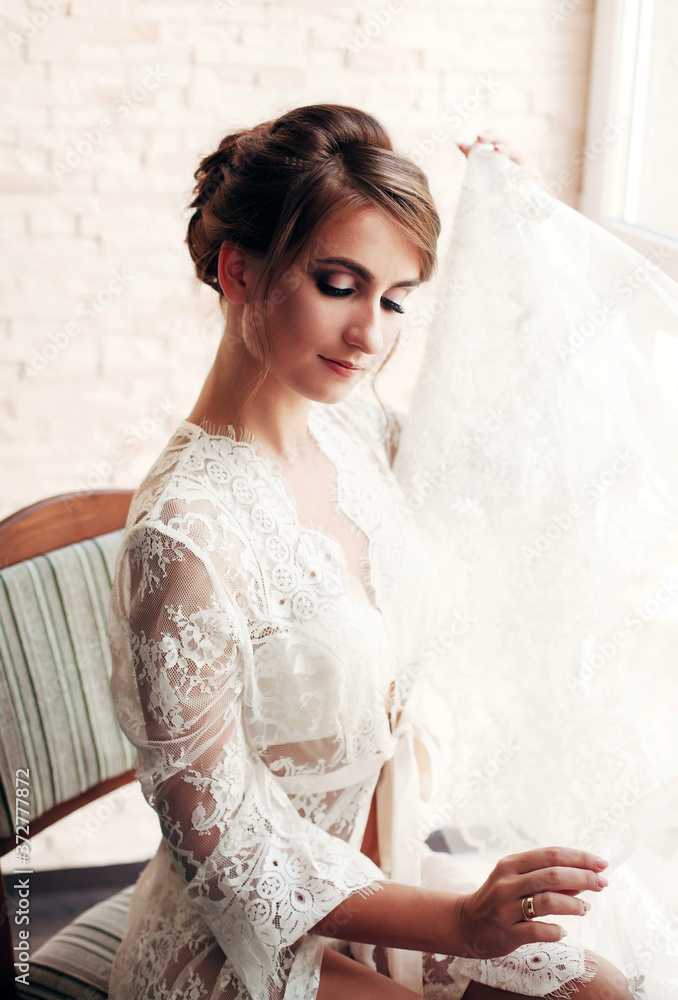 bride in the morning in a negligee
bride in the morning in a negligee