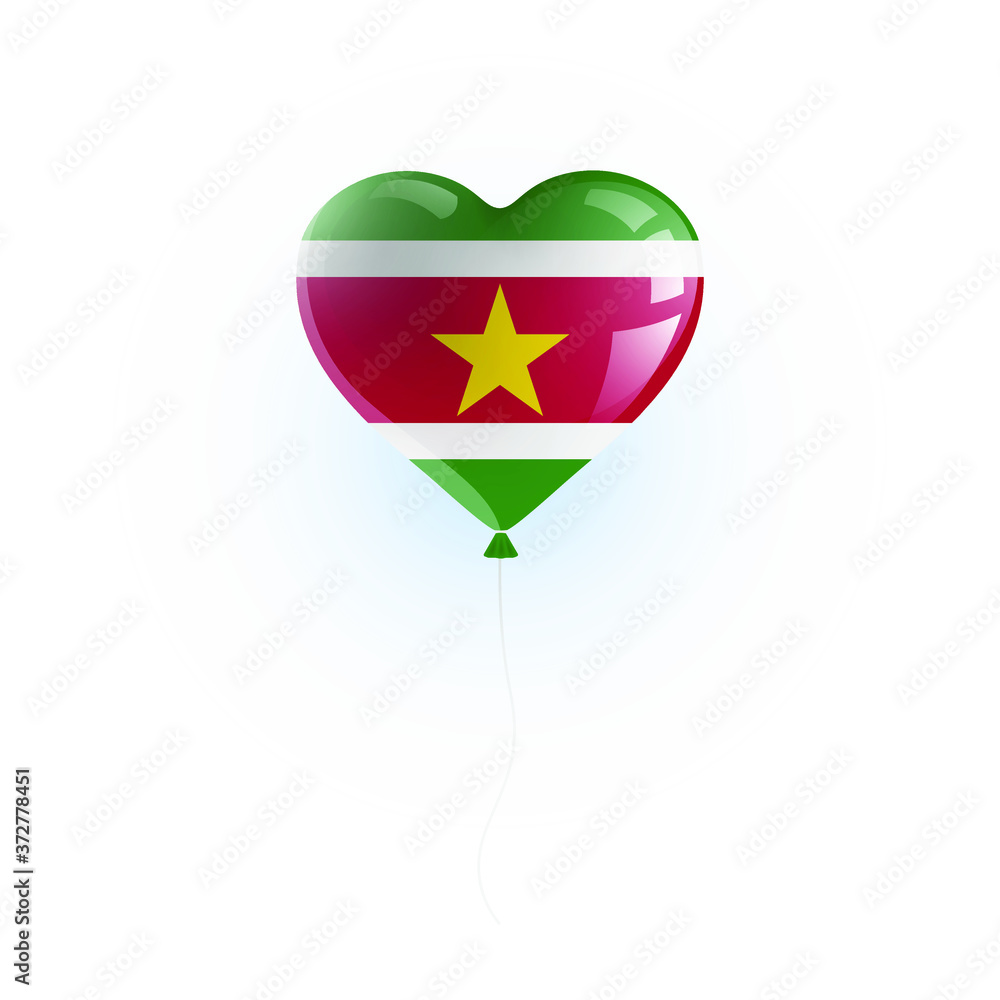 Heart shaped balloon with colors and flag of SURINAME vector illustration design. Isolated object. Heart shaped balloon with colors and flag of SURINAME vector illustration design. Isolated object.