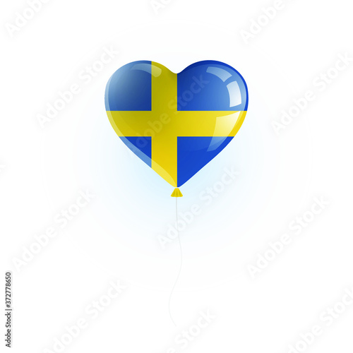 Heart shaped balloon with colors and flag of SWEDEN vector illustration design. Isolated object.
