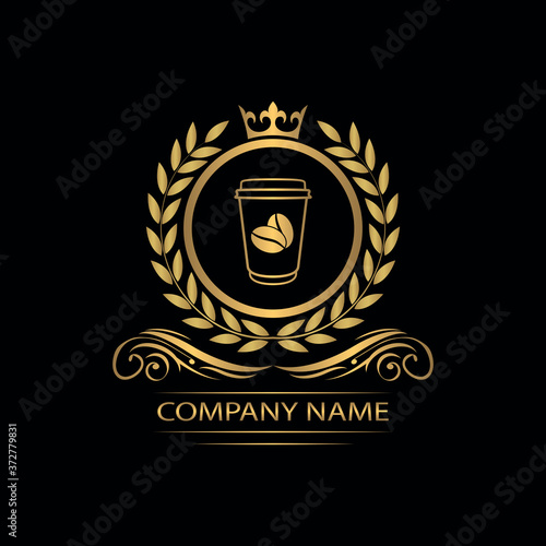 coffee logo template caffeine luxury royal vector company decorative emblem with crown  