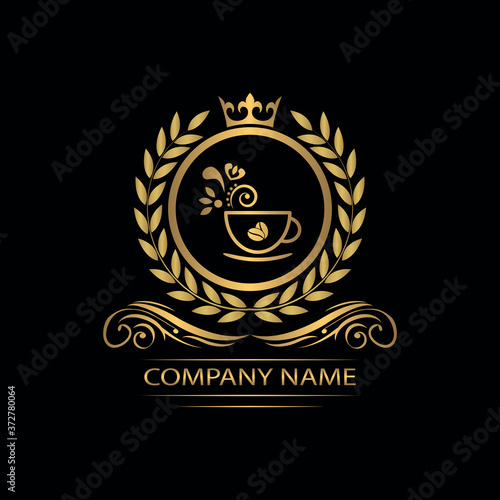 coffee logo template caffeine luxury royal vector company decorative emblem with crown	
