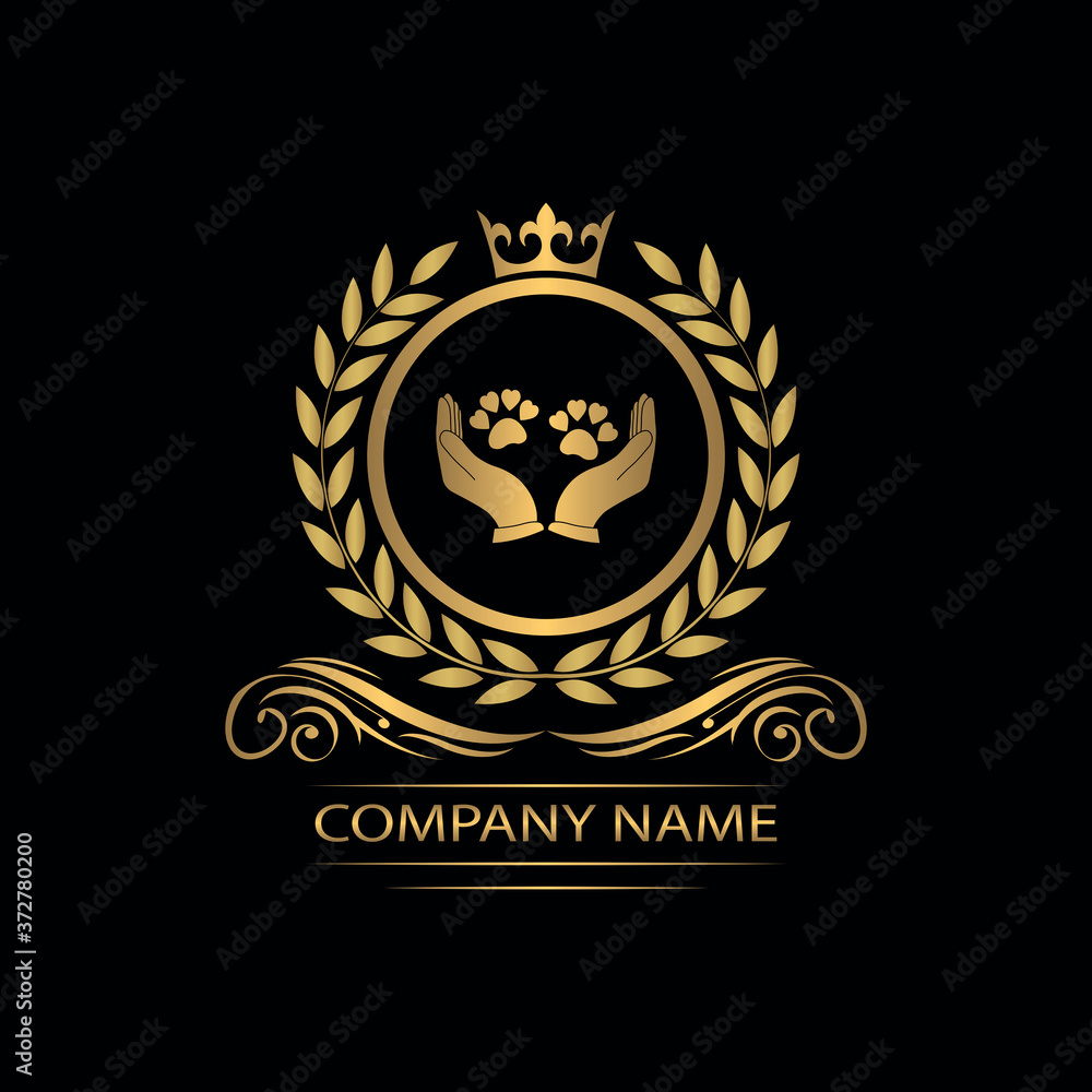 Animal care and protect clinic logo template luxury royal vector company decorative emblem with crown Animal care and protect clinic logo template luxury royal vector company decorative emblem with crown