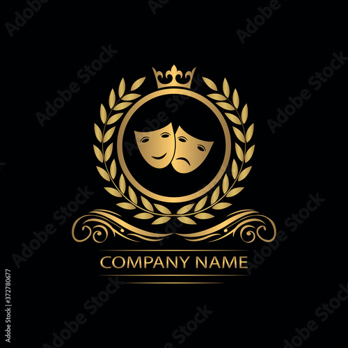 theatre logo template luxury royal vector theatre company  decorative emblem with crown  