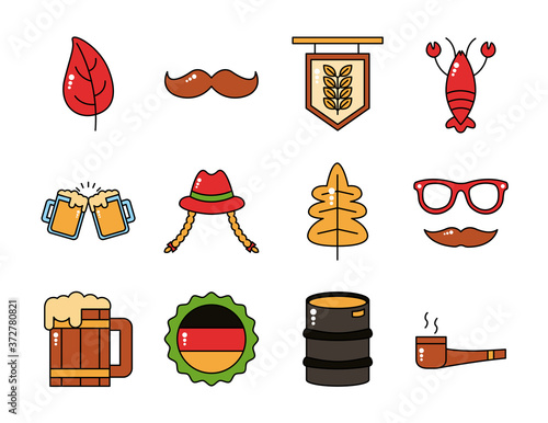 bundle of twelve oktoberfest set icons