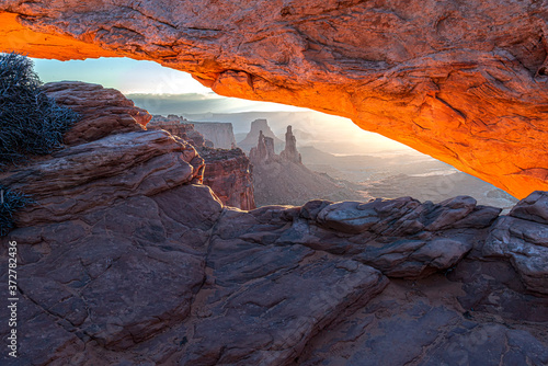 Mesa Arch Red at Sunrise Canyonlands National Park Utah USA